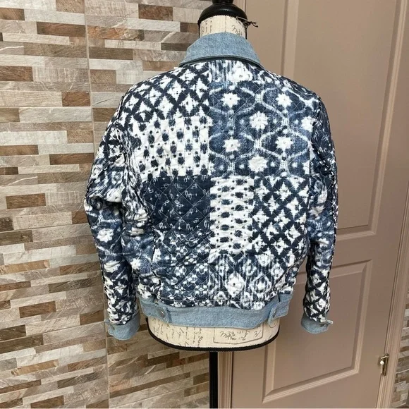 BLANK NYC Anthropologie Reversible Patchwork Denim cotton Jean Jacket XS fits M - Picture 8 of 16